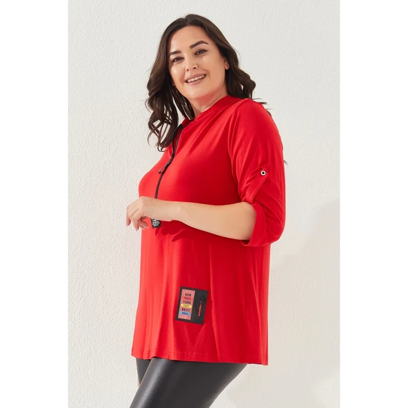 Büyük Beden Fermuarlı Bluz - Resim 2