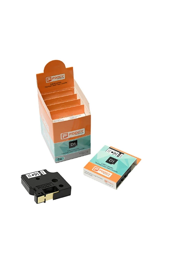 Dymo D1 Uyumlu Etiket Plastik Beyaz - 12 mm x 7 mt - 45013 - Eko Paket 5 li ürün görseli 1