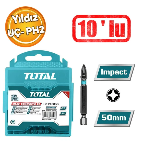 Mıknatıslı Bits Uç Matkap Vida Vidalama Ucu 10'lu Yıldız Uç Seti PH2 ürün görseli 1