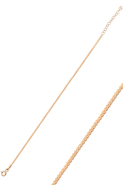 Gümüş rose  örgü modeli italyan zincir bileklik SGTL11810ROSE ürün görseli 1