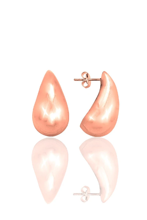 Gümüş Rose Bottega küçük İtalyan Gözyaşı Damla Küpe SGTL12416ROSE ürün görseli 1