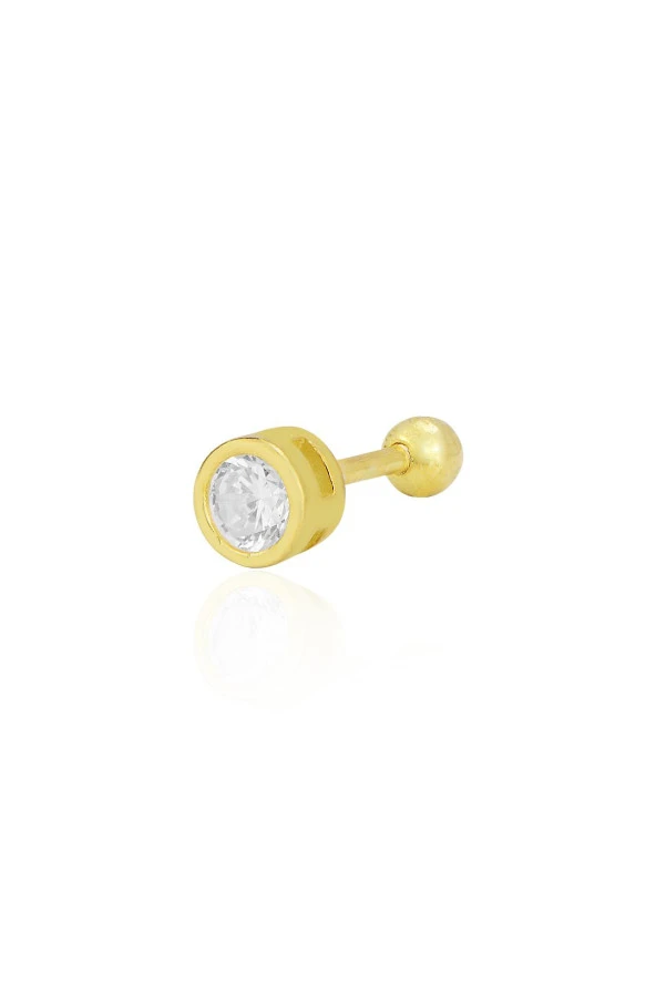 Gümüş altın yaldızlı zirkon tek taş 5 mm Tragus helix Piercing küpe SGTL12420GOLD ürün görseli 1