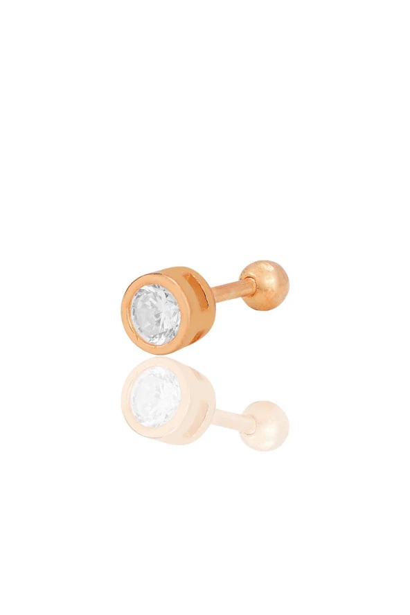 Gümüş rose zirkon tek taş 5 mm Tragus helix Piercing küpe SGTL12420ROSE ürün görseli 1