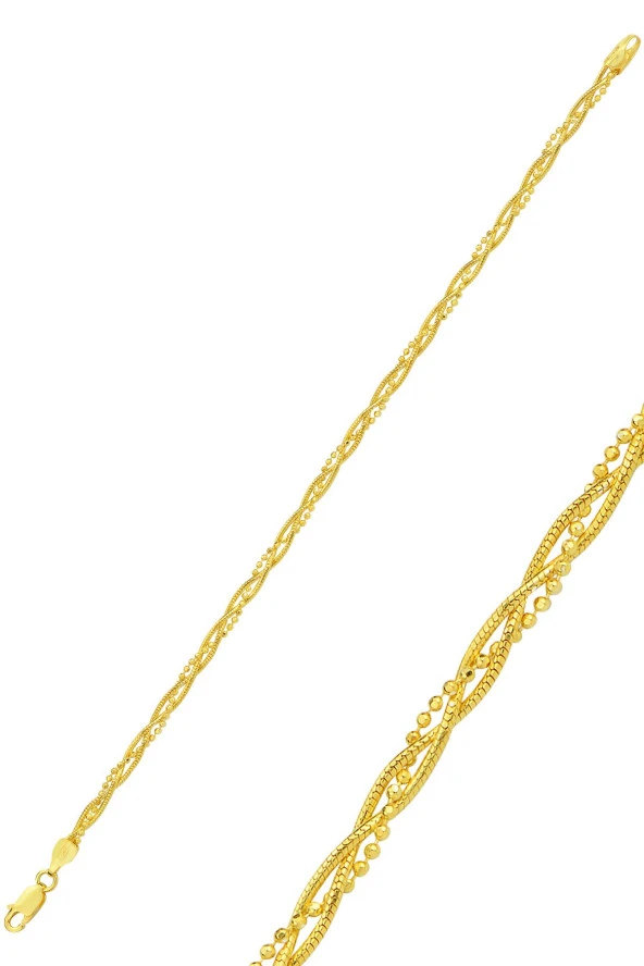 Gümüş altın yaldızlı toplu italyan bileklik SGTL12430GOLD ürün görseli 1