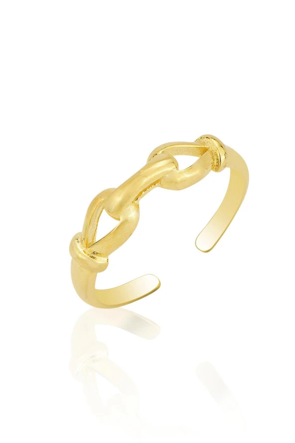 Gümüş altın yaldızlı ayarlamalı düğüm yüzük SGTL12495GOLD ürün görseli 1