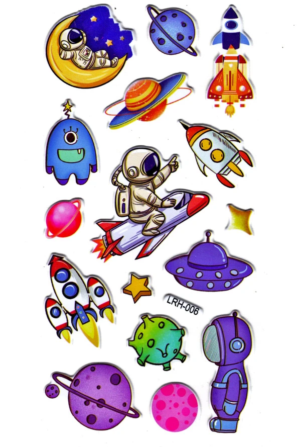 Sticker Kabartmalı Stiker Defter Planlayıcı Etiket (Lrh006)-17x9 cm- Uzay Astronot ürün görseli 1