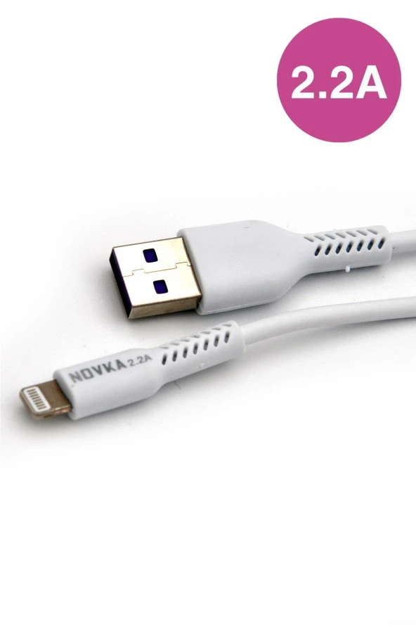 Apple Iphone Uyumlu 2.2 A Lightning & USB Data ve Şarj Kablosu 1 Metre Beyaz Tüm Modellerle Uyumlu ürün görseli 1