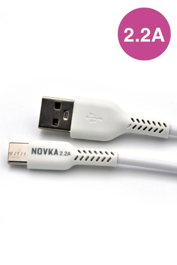 Type-C & USB 2.2 A Şarj Kablosu 1 Metre Beyaz Samsung Oppo Xiaomi Modellerle Uyumlu ürün görseli 1