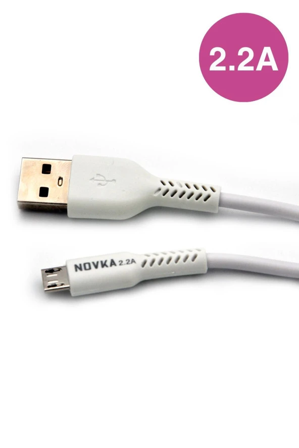 Micro & USB 2.2 A Şarj ve Data Kablosu 1 Metre Beyaz Samsung Huawei Modellerle Uyumlu ürün görseli 1