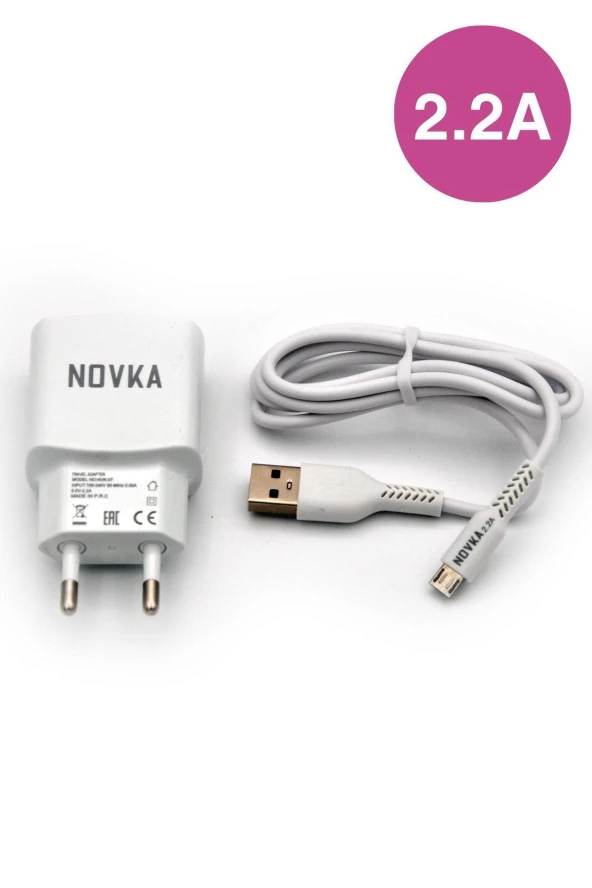 Micro & USB Girişli 2.2 A Şarj Cihazı 1 Metre Kablo + Adaptör Takım Samsung Huawei Modellerle Uyumlu ürün görseli 1