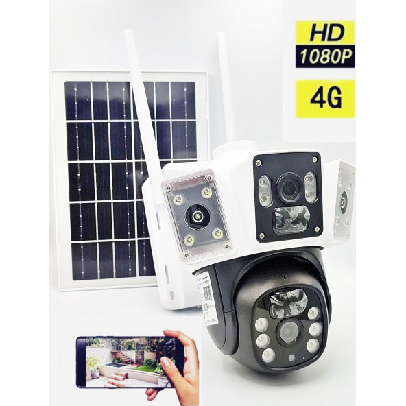 3037- 1080p Full HD Solar Güneş Enerjili Kamera - 4g Güneş Enerjili Sim Kartlı Kamera Smart ürün görseli 1