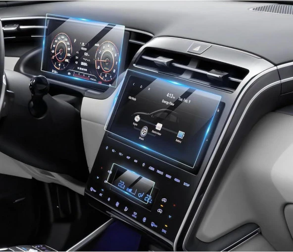 Hyundai Tucson 2021-2023 Navigasyon Ekranı+Gösterge paneli ekran koruması +Klima Göstergesi 9H Nano Ekran Koruyucu 3'lü Full Paket (ELİTE PLUS- NLINE) ürün görseli 1