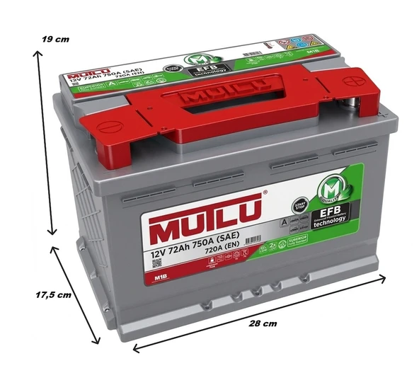 Mutlu EFB Start-Stop 12 V 72 Ah 720 A  (EN) Akü - Resim 2