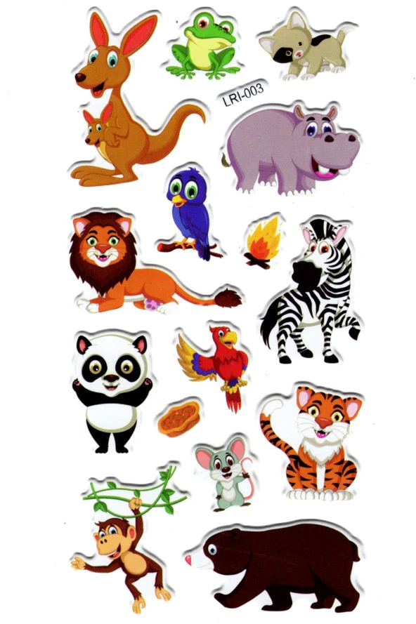 Sticker Kabartmalı Stiker Defter Planlayıcı Etiket (LRI003)-17x9 cm- Sevimli Hayvanlar ürün görseli 1