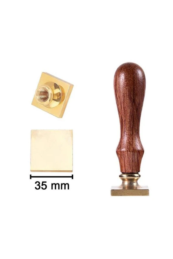 Mühürcüm Mühür Damga 35 mm Kare Boş Pirinç Kafa + Ahşap Sap R5799S35 ürün görseli 1