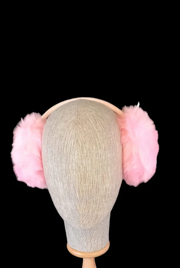 kışlık peluş kulaklık 7-14 yaş pembe renk ürün görseli 1