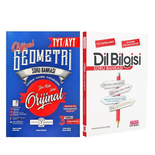 Orijinal Yayınları TYT AYT Orijinal Geometri ve AKM Dil Bilgisi Soru Bankası Seti 2 Kitap ürün görseli 1