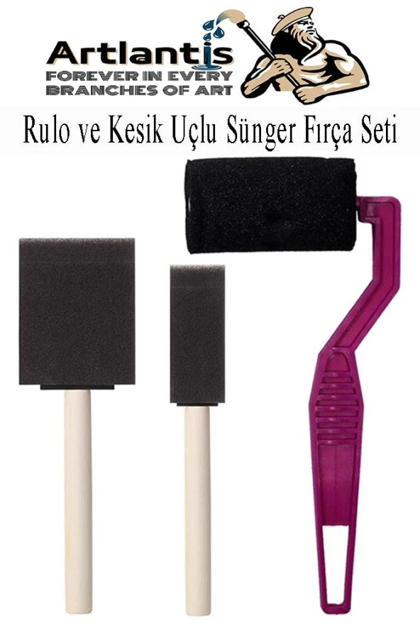 Rulo ve Kesik Uçlu Sünger Fırça Seti 1 Paket Akrilik Boya Yağlı Boya Guaj Boya Sulu Boya Sanatsal ürün görseli 1