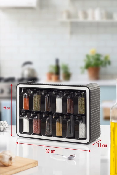 12'li Kaşıklı & Standlı Kapaklı Baharat Seti - Resim 5