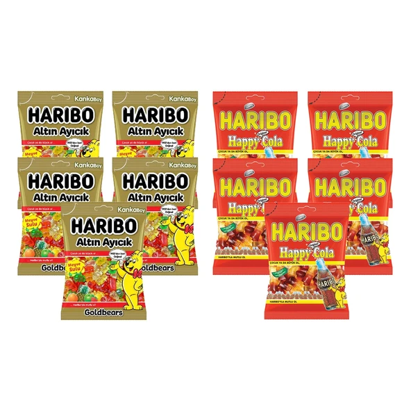 Haribo Altın Ayıcık ve Happy Cola 80 gr Kanka Boy 10 lu Eko Paket ürün görseli 1