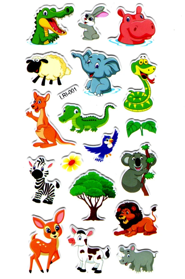 Sticker Kabartmalı Stiker Defter Planlayıcı Etiket (LRI001)-17x9 cm- Neşeli Hayvanlar ürün görseli 1