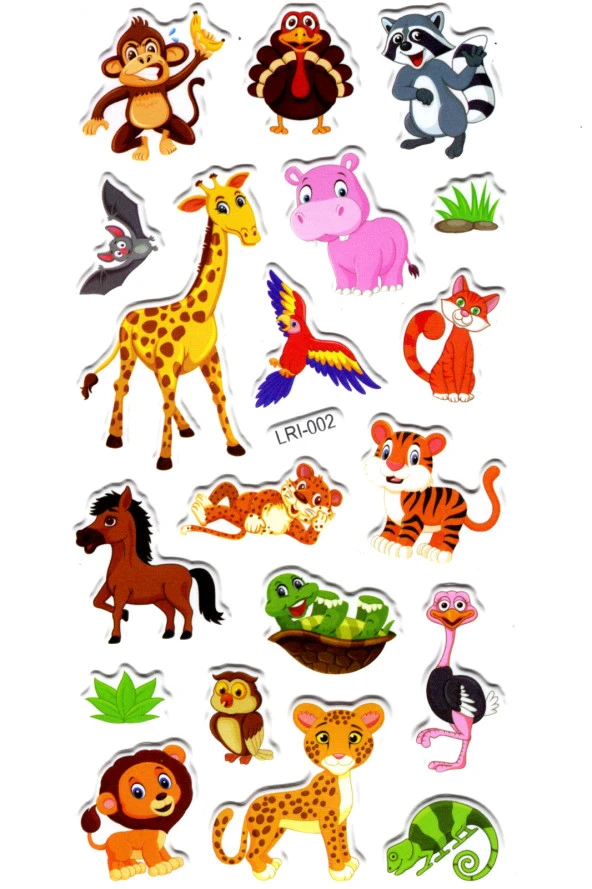 Sticker Kabartmalı Stiker Defter Planlayıcı Etiket (LRI002)-17x9 cm- Komik Hayvanlar ürün görseli 1