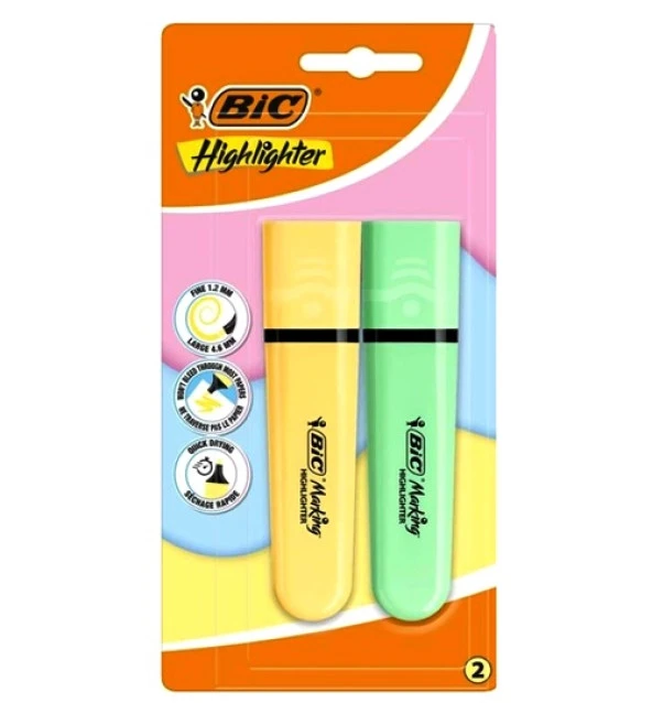 Bic Fosforlu Kalem Seti Pastel 4.6Mm 2Li ürün görseli 1
