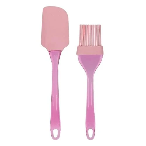 SİLİKON FIRÇA VE SPATULA 2 Lİ SET-PEMBE ürün görseli 1