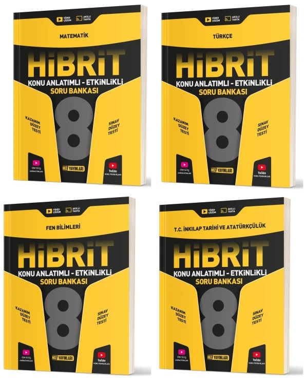 Hız Lgs 2025 8. Sınıf Metematik + Türkçe + Fen + İnkılap Hibrit Soru Seti 4 Kitap ürün görseli 1