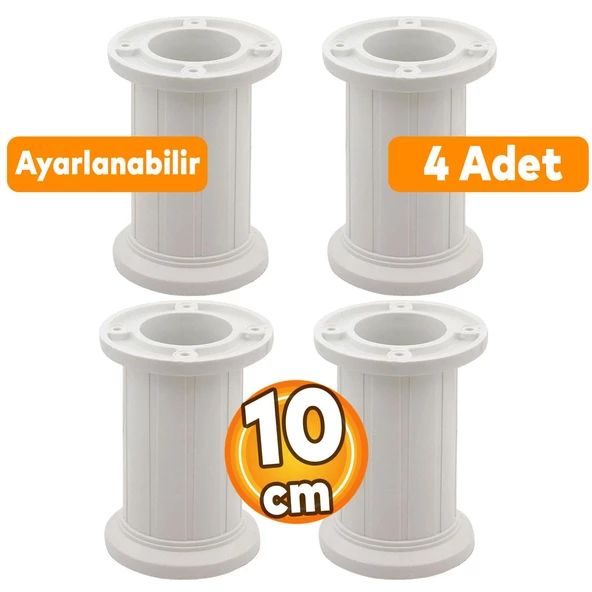 Letto Ayarlanabilir Dolap Mobilya Koltuk Kanepe Tezgah Tv Ünitesi Ayağı Beyaz Ayakları 10 cm 4 Adet ürün görseli 1