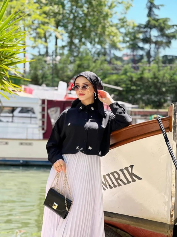 VıoShıne Kadın Taşlı Ayrobin Gömlek Tunik - Resim 4