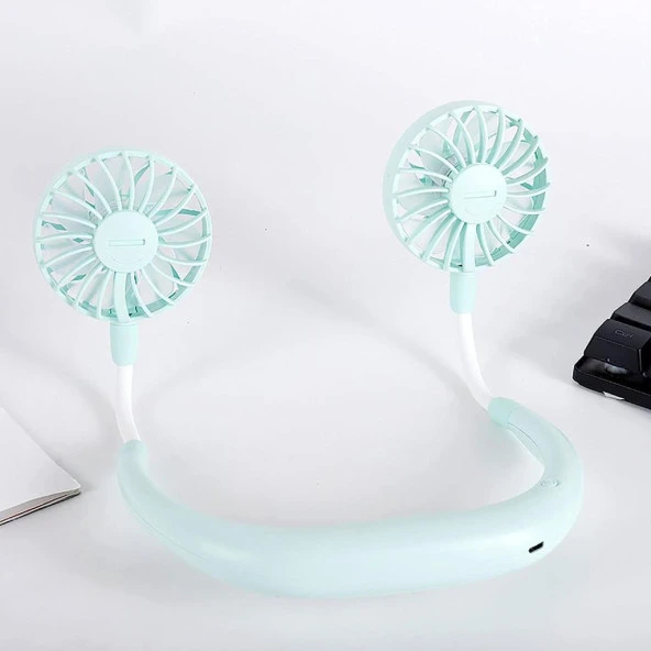 Torima F-04 Eller Serbest Boyuna Asılabilir Şarjlı 3 Kademeli Vantilatör Klima Soğutucu Fan Mavi ürün görseli 1
