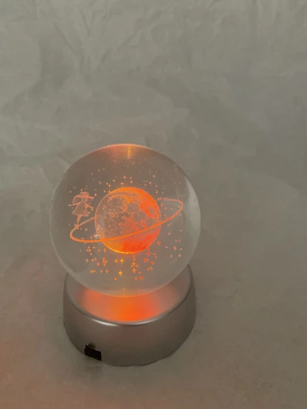 3D Led Işık Cam Küre Pilli Dünya Merdiven Gece Lambası 6 Cm ürün görseli 1