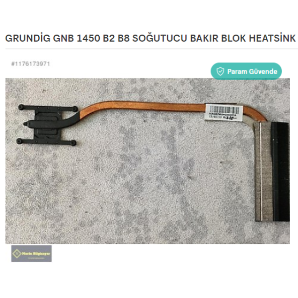GRUNDİG GNB 1450 B2 B8 1450 B1 B8 SOĞUTUCU BAKIR BLOK HEATSİNK ürün görseli 1