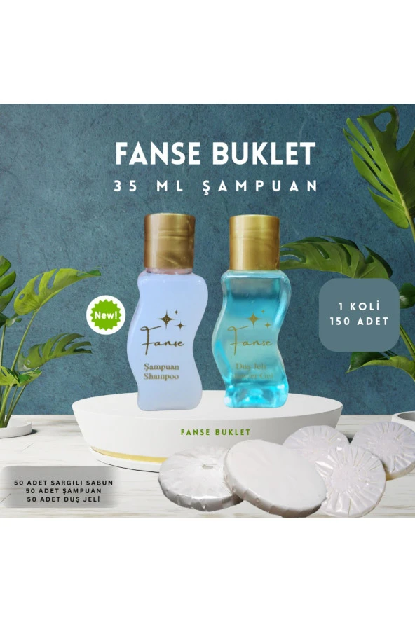 Fanse Otel Temizlik Medikal Malzemeleri TEK KULLANIMLIK OTEL BUKLET 50 ADET ŞAMPUAN S ŞİSE 50 ADET DUŞ JELİ 50 ADET SARGILI SABUN SET 35 ML ürün görseli 1