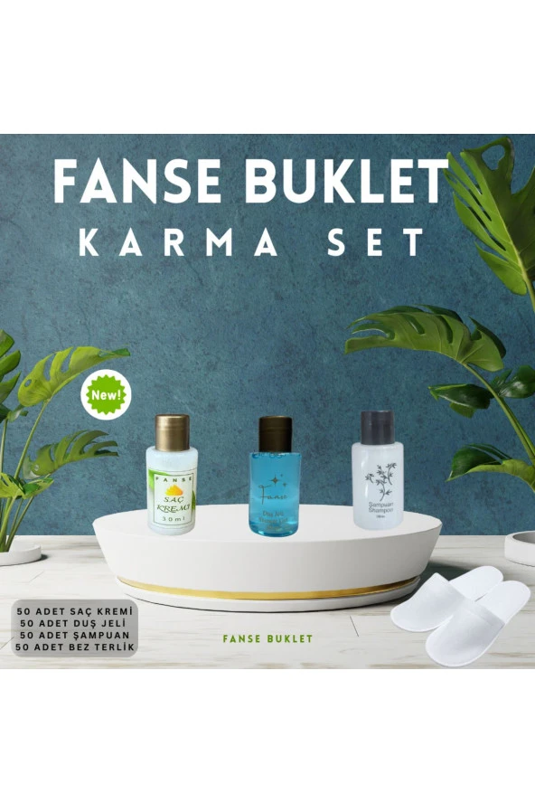 Fanse Otel Temizlik Medikal Malzemeleri 50 li Karma Set Şampuan-Duş Jeli-Saç Kremi-Bez Terlik ürün görseli 1