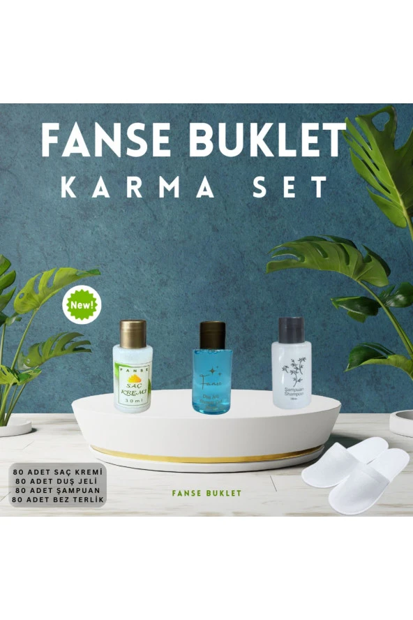 Fanse Otel Temizlik Medikal Malzemeleri 80 li Karma Set Şampuan-Duş Jeli-Saç Kremi-Bez Terlik ürün görseli 1