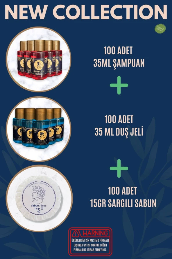 mesimo Otel Şampuanı Duş Jeli Sabun 100'lü Set Etiketli ürün görseli 1