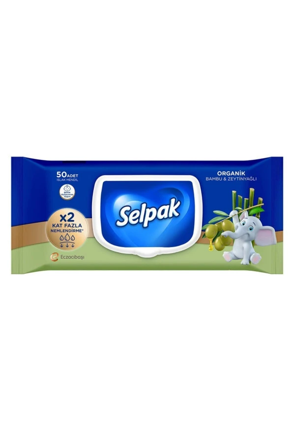 Selpak Organik Bambu & Zeytinyağlı Özlü Islak Mendil 50'li 3 PAKET ürün görseli 1