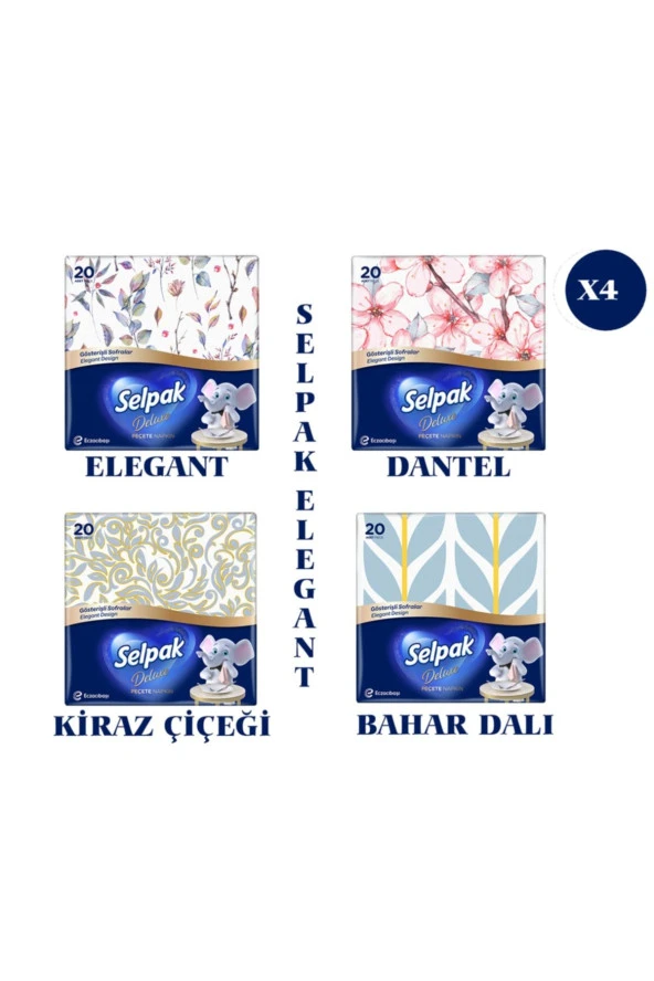 Selpak Deluxe Elegant Design Desenli Peçete 4 Paket ürün görseli 1