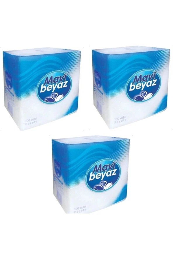 Mavi beyaz Peçete 24 X 25 Cm 100'lü X 3 Paket 300 Yaprak Peçete ürün görseli 1