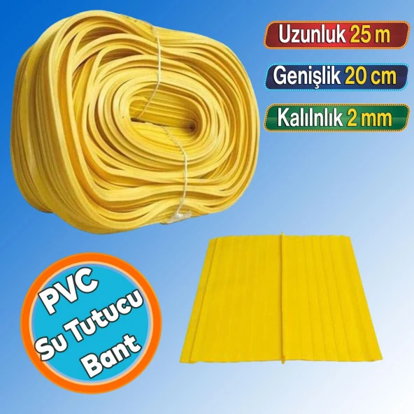 Teknomer Pvc Su Tutucu Bant Su Yalıtımı İnşaat Perde Temel Arasına Yalıtım Bandı 25 Metre ürün görseli 1