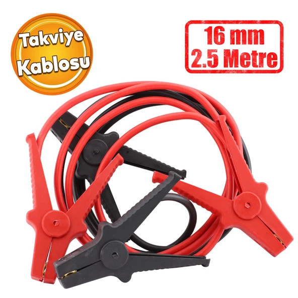 Çantalı Akü Takviye Kablosu 2.5 Metre Araç Araba Otomobil Oto Akümülatör Sarj Şarj Kablo 16 mm ürün görseli 1