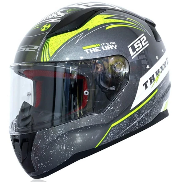 LS2 RAPID THUNDER TITANIUM-NEON SARI KASK - Resim 2