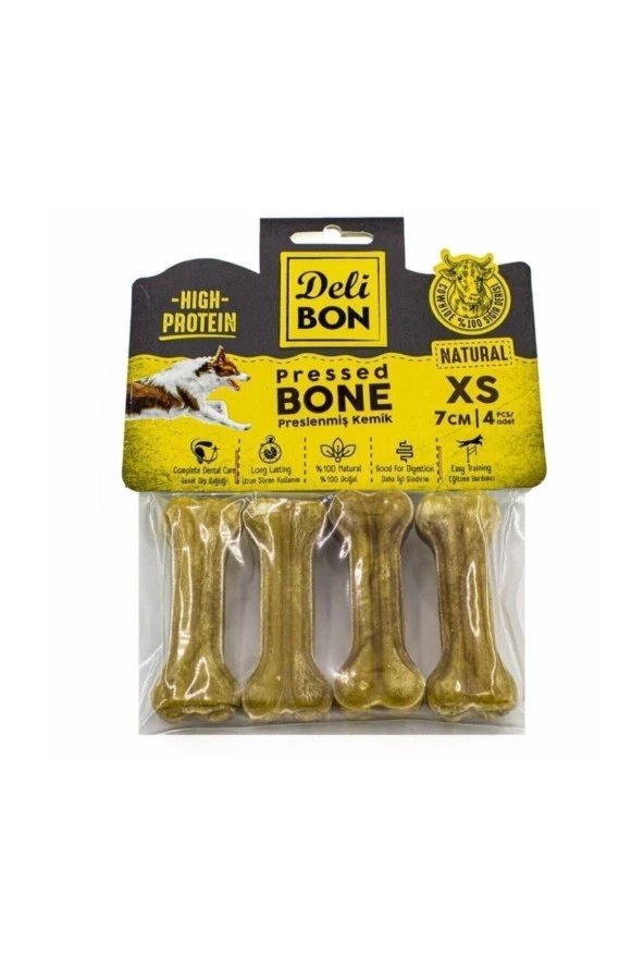Delibon Deri Köpek Çiğneti Pres Kemik 4x7 Cm Natural ürün görseli 1