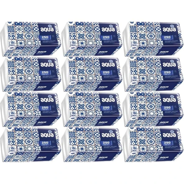 Aqua Pratik Mendil 250 Yaprak Tekli Pk (12 Li Set) ürün görseli 1