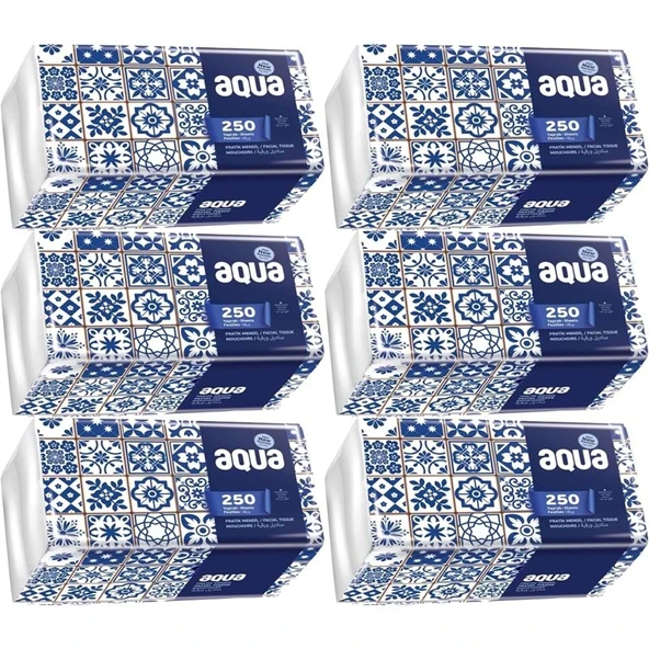 Aqua Pratik Mendil 250 Yaprak Tekli Pk (6 Lı Set) ürün görseli 1