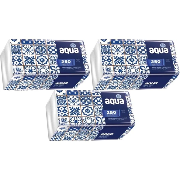 Aqua Pratik Mendil 250 Yaprak Tekli Pk (3 Lü Set) ürün görseli 1
