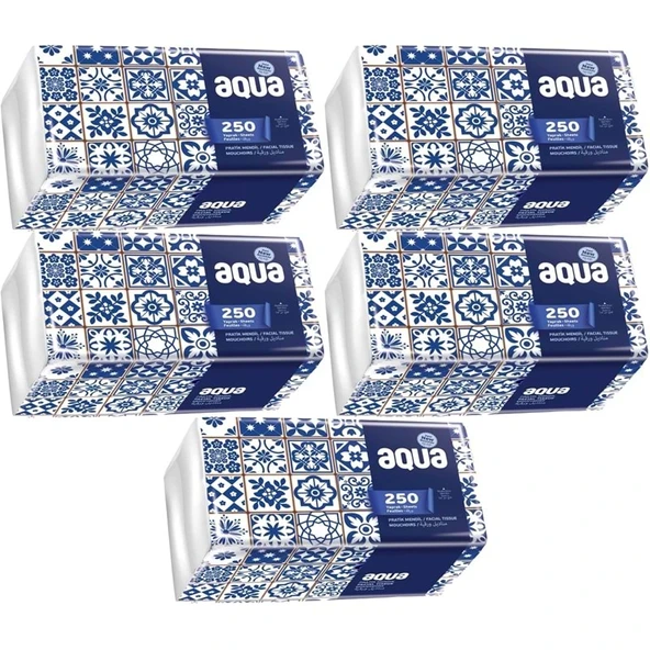 Aqua Pratik Mendil 250 Yaprak Tekli Pk (5 Li Set) ürün görseli 1