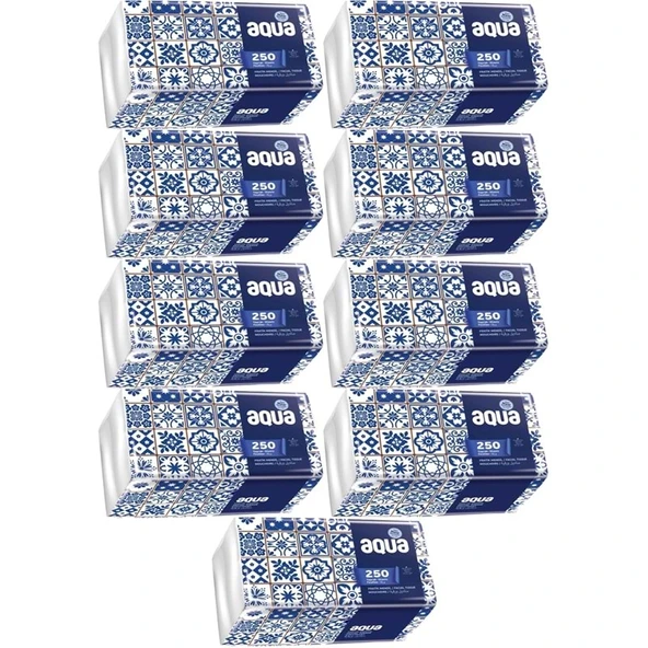 Aqua Pratik Mendil 250 Yaprak Tekli Pk (9 Lu Set) ürün görseli 1